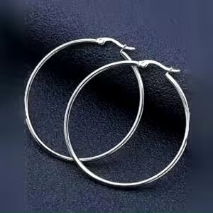 Sterling Silver Hoop Earrings - Classic Silver Hoops 2 Inch